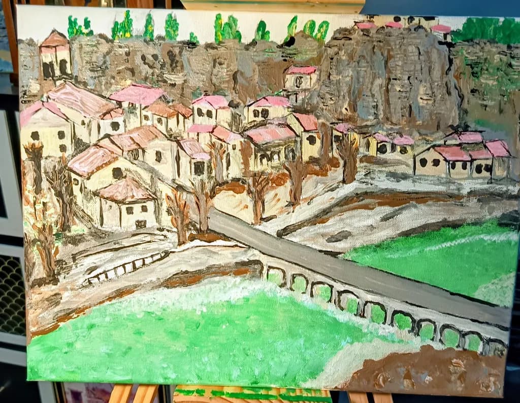 Village Bridge Scene