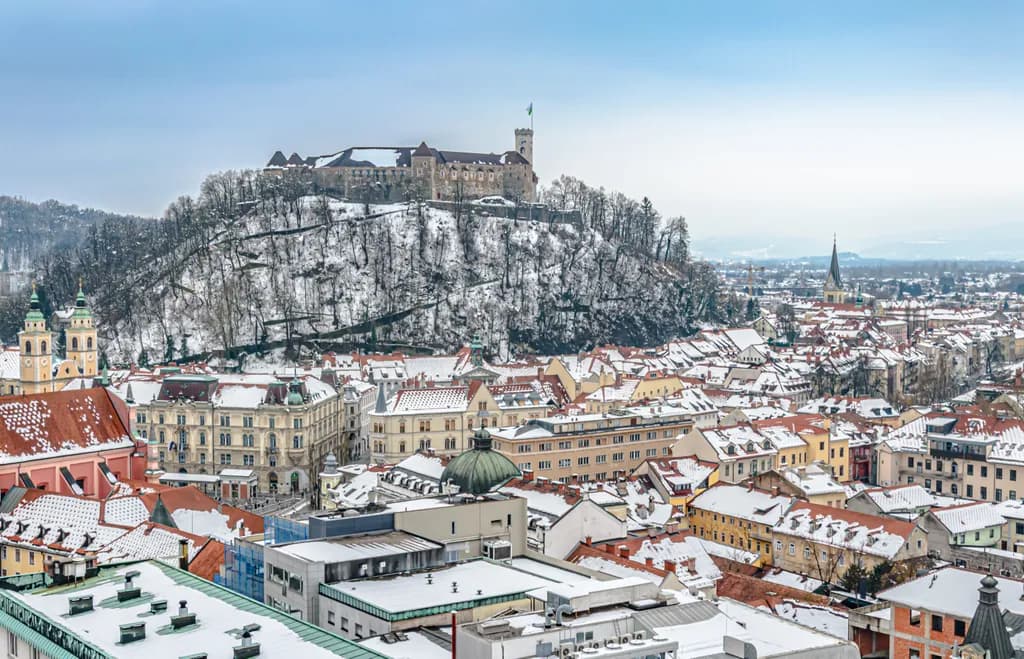 Snow-Covered Cityscape