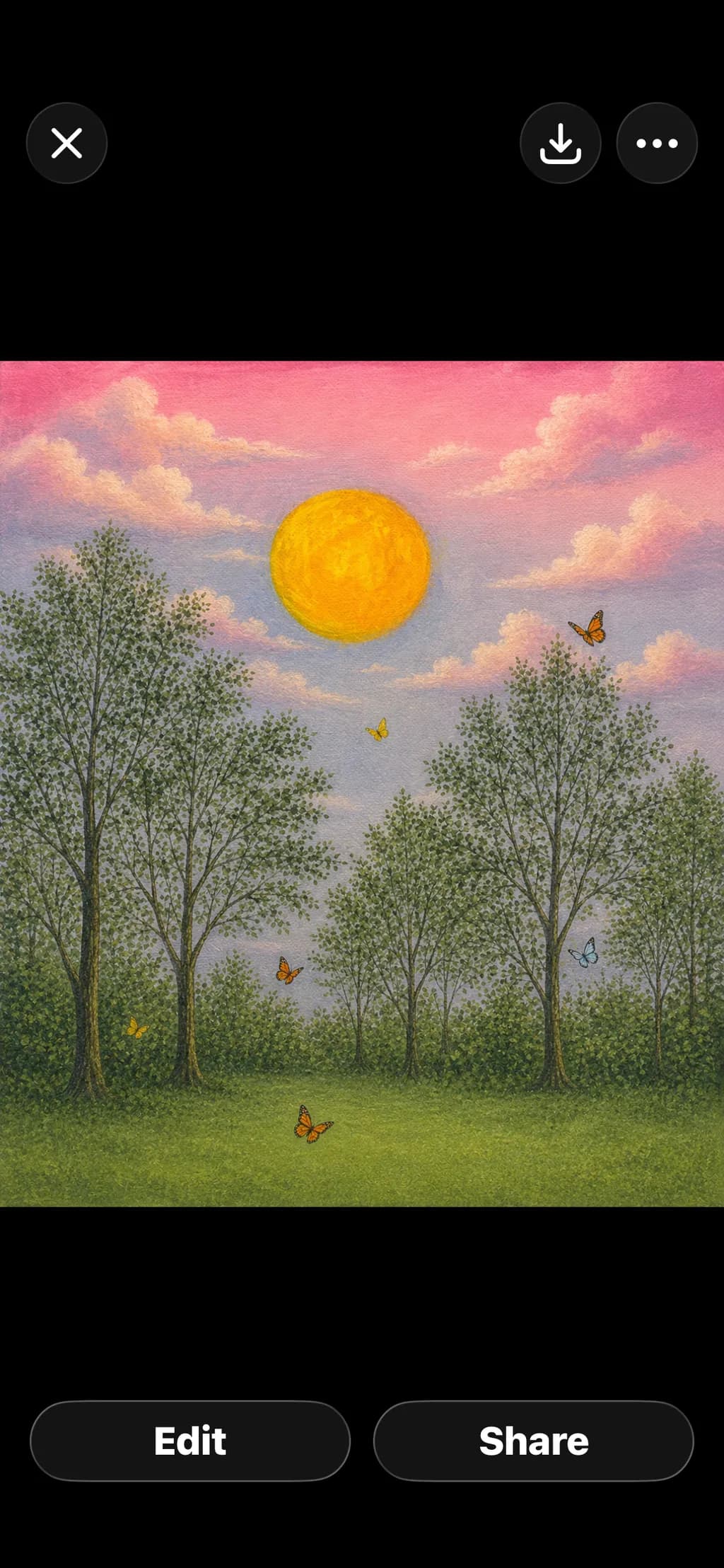 Sunlit Forest with Butterflies