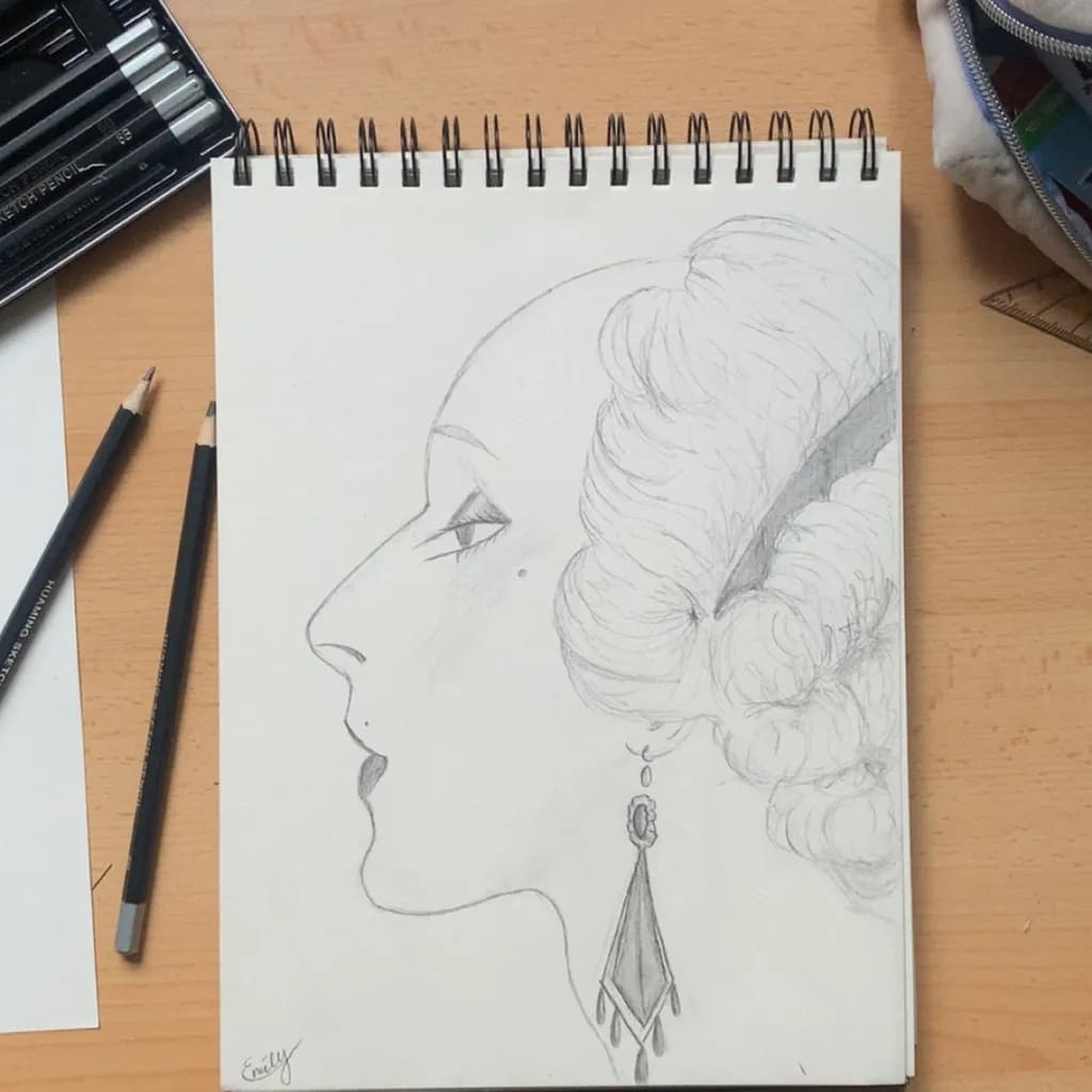 Profile with Geometric Earring