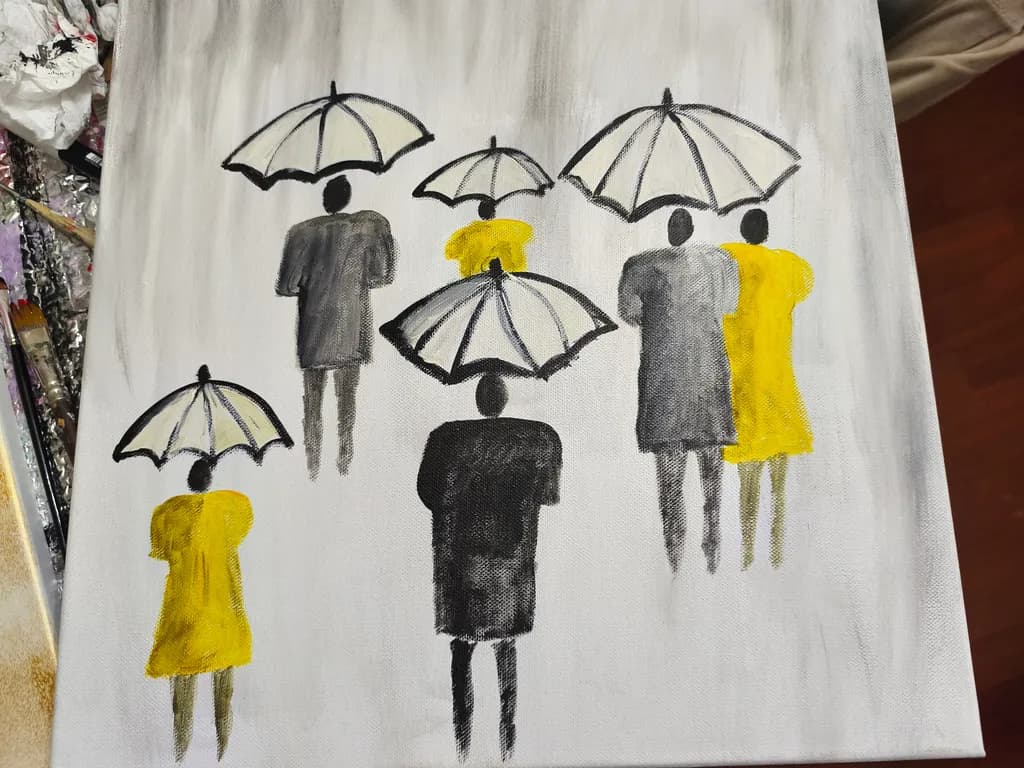 Inbound Figures with Umbrellas
