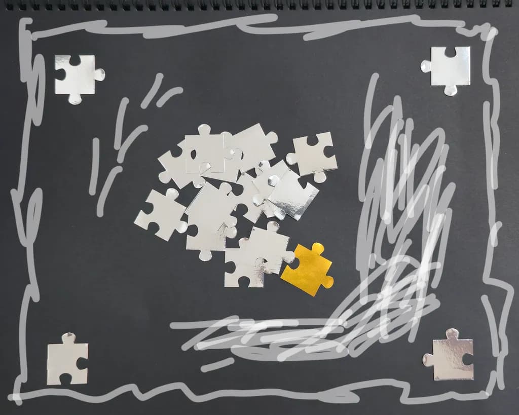 Metallic Puzzle Pieces
