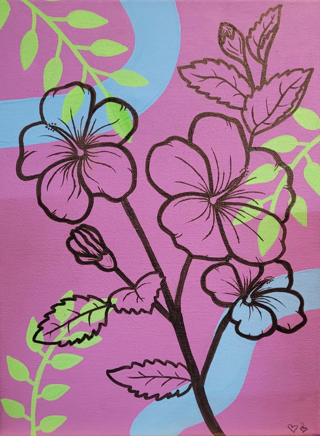 Floral Outline on Violet Background