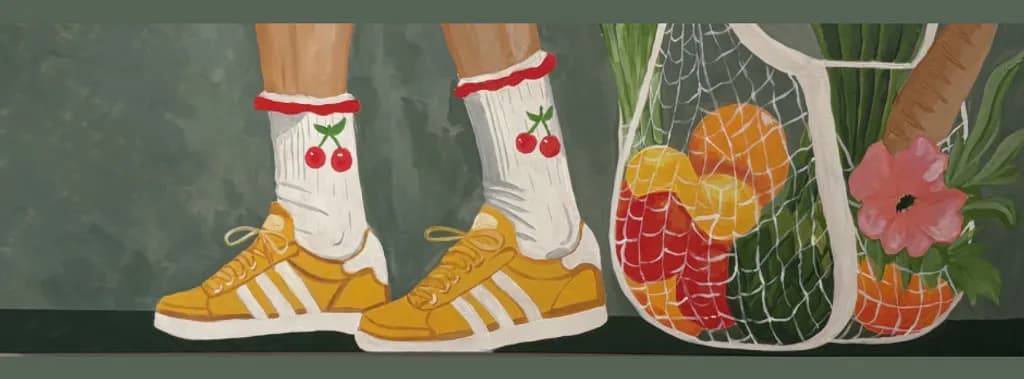 Cherry Socks and Market Bag