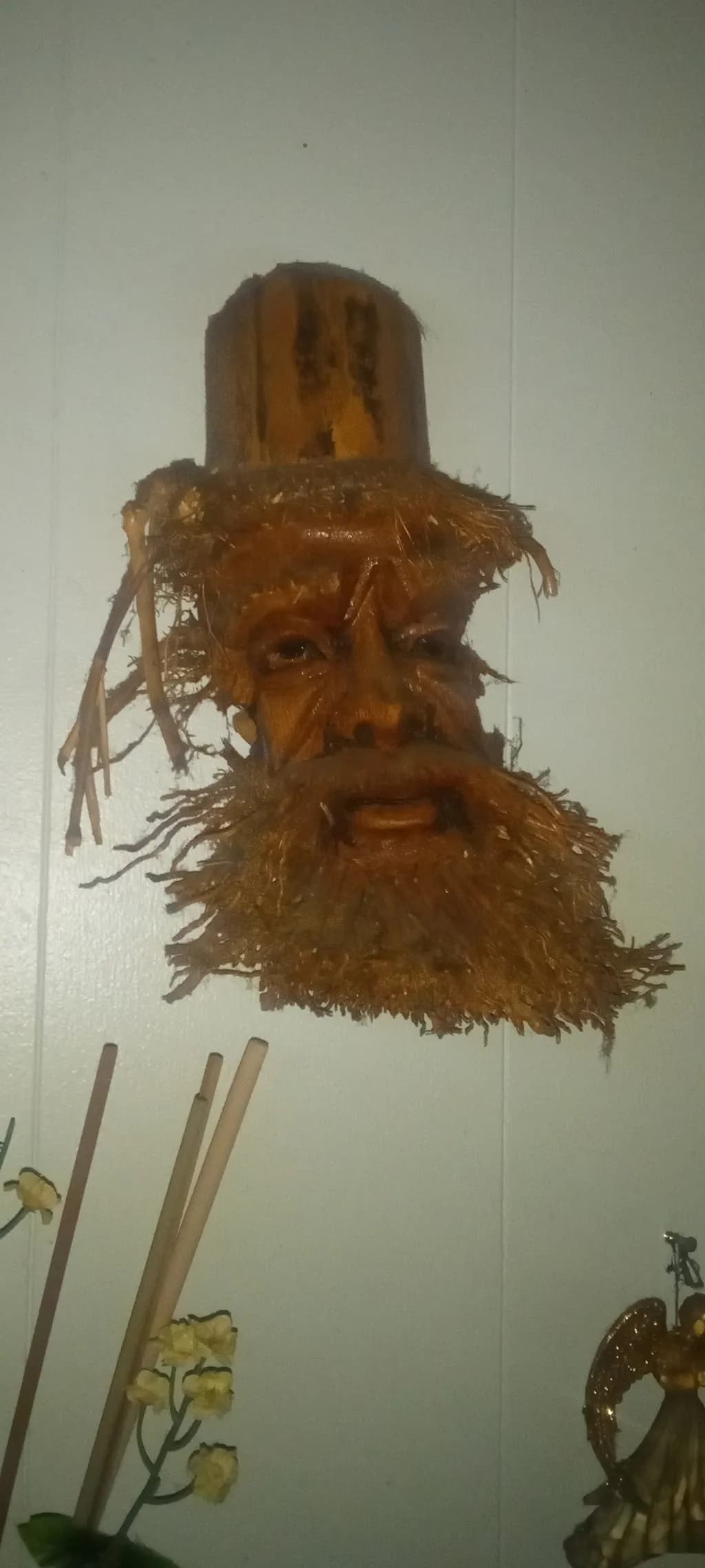 Wooden Bearded Man Mask