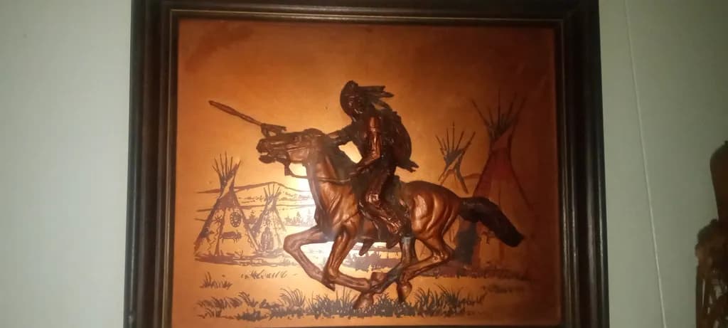 Mounted Warrior and Teepees