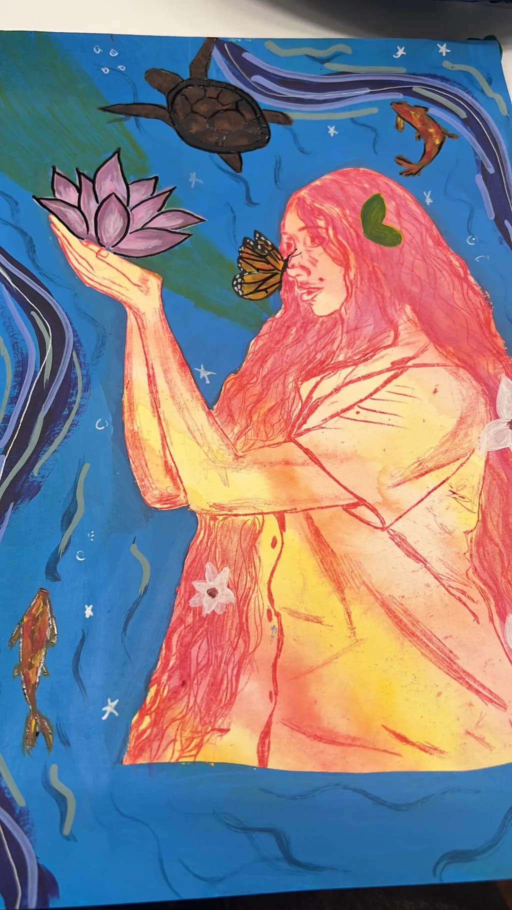 Woman with Lotus and Turtle