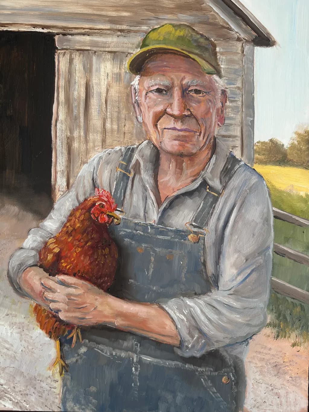 Farmer with Chicken