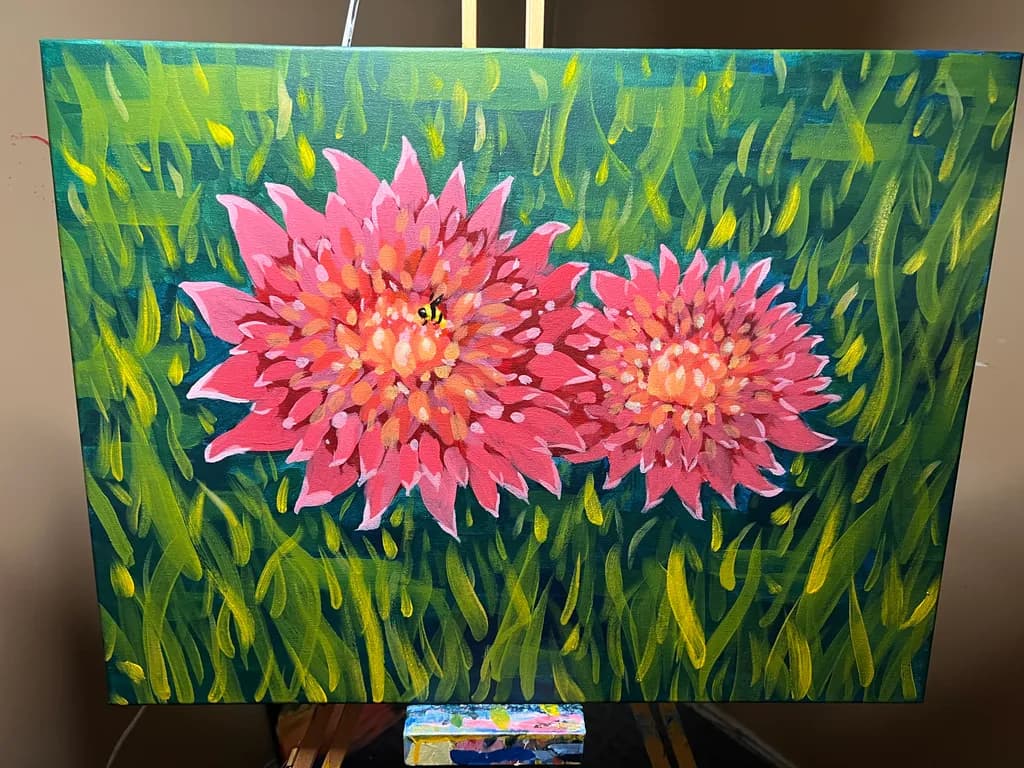 Pink Flowers in Green