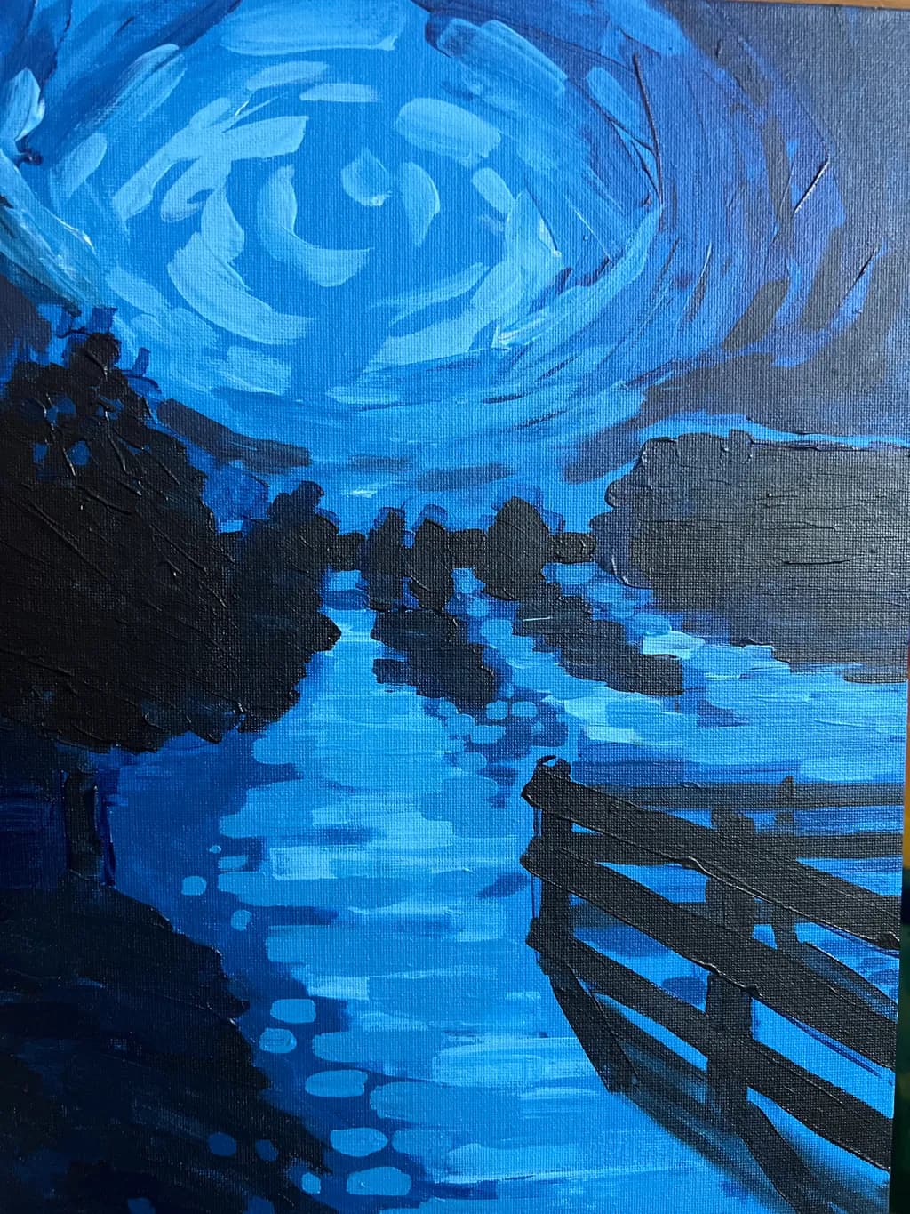 Night River Reflection
