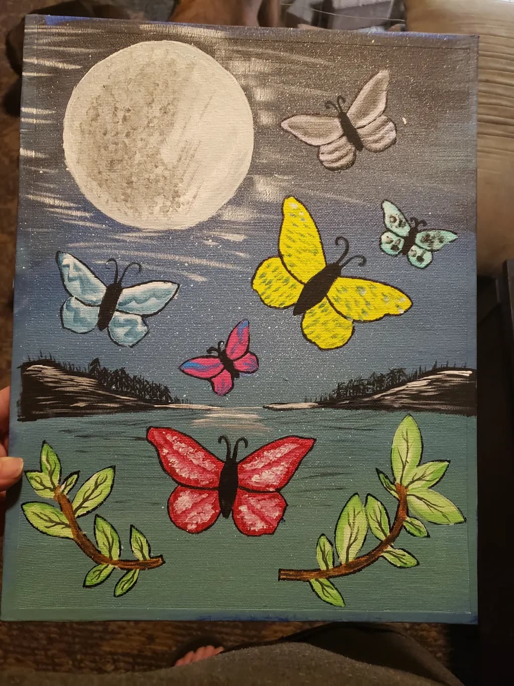 Moonlit Butterflies Over Water