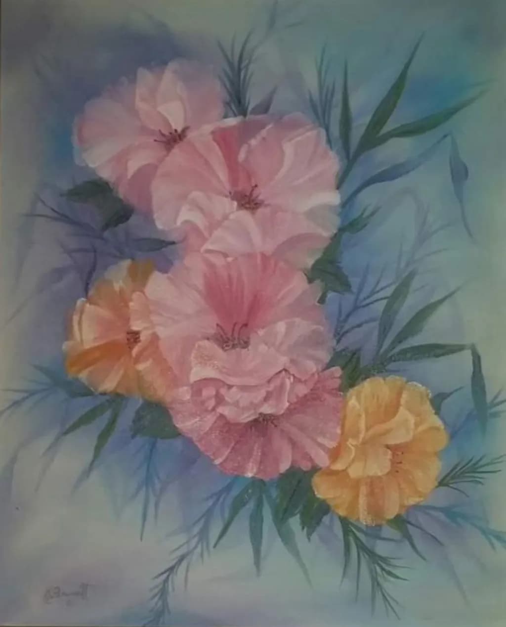 Soft Pink and Orange Flowers