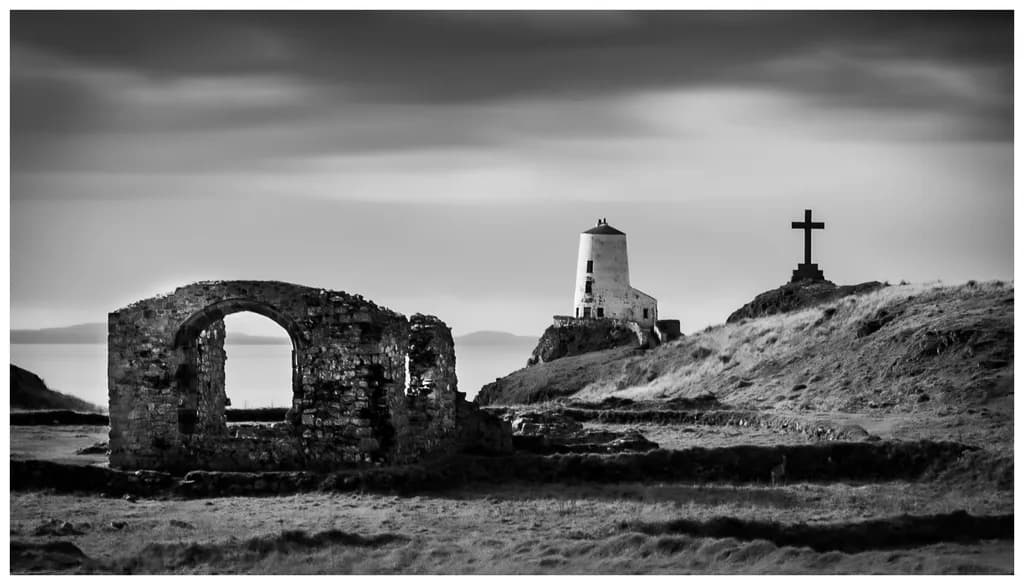 Lighthouse Ruins with Cross