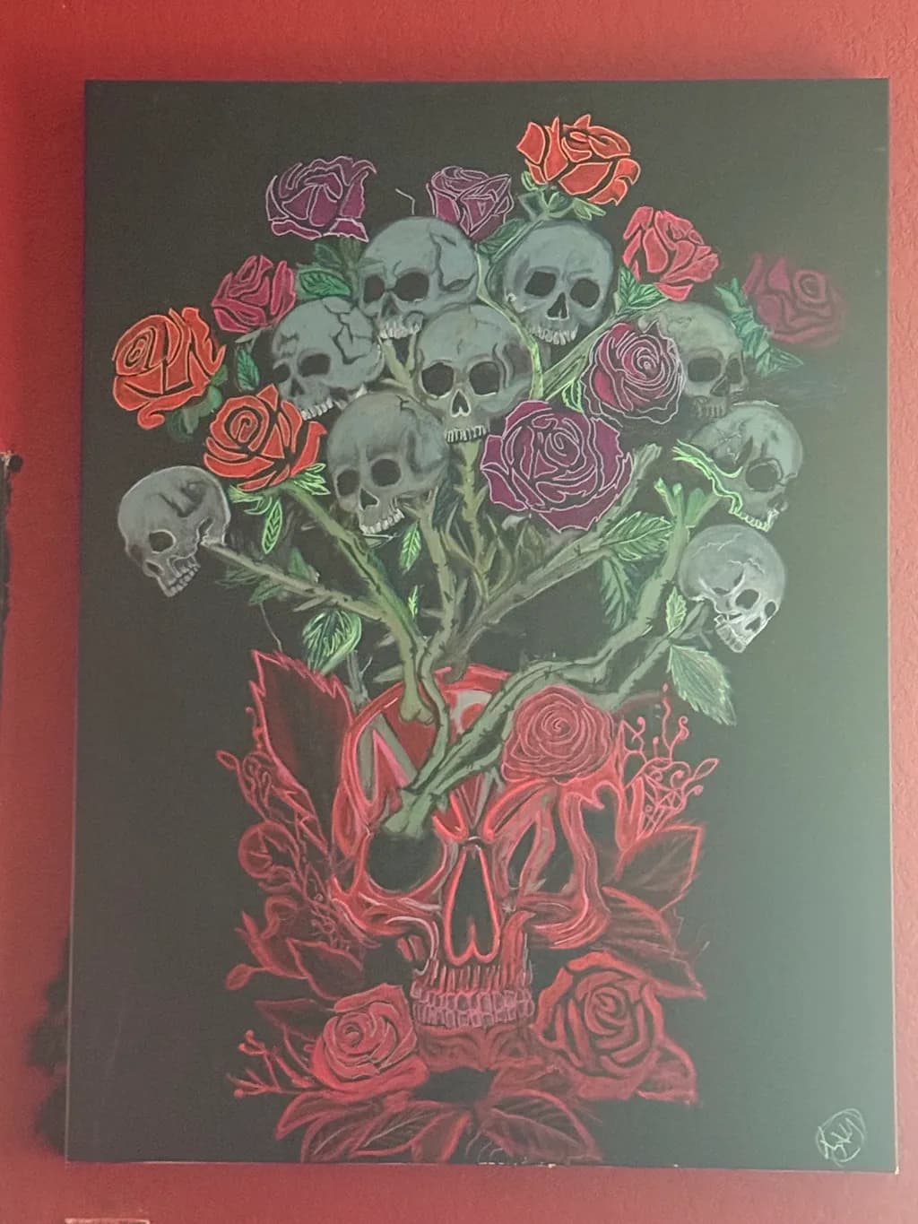Skull and Rose Bouquet