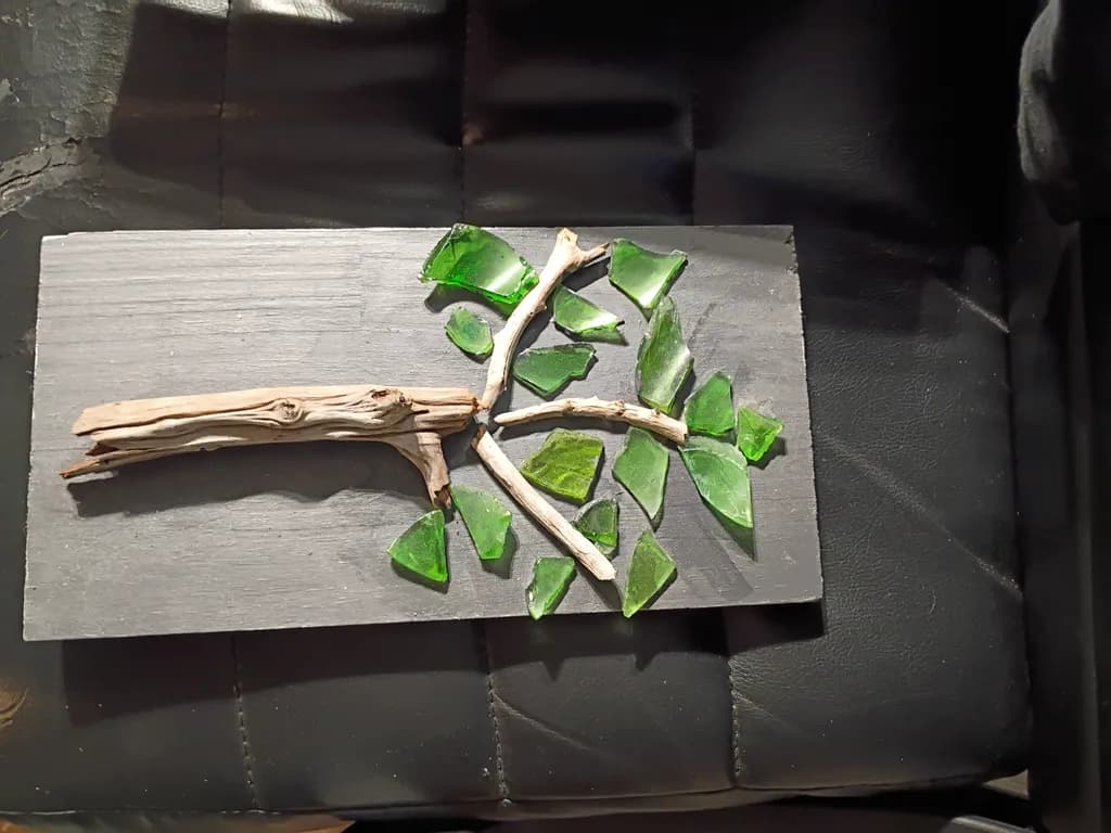 Driftwood and Green Glass Arrangement