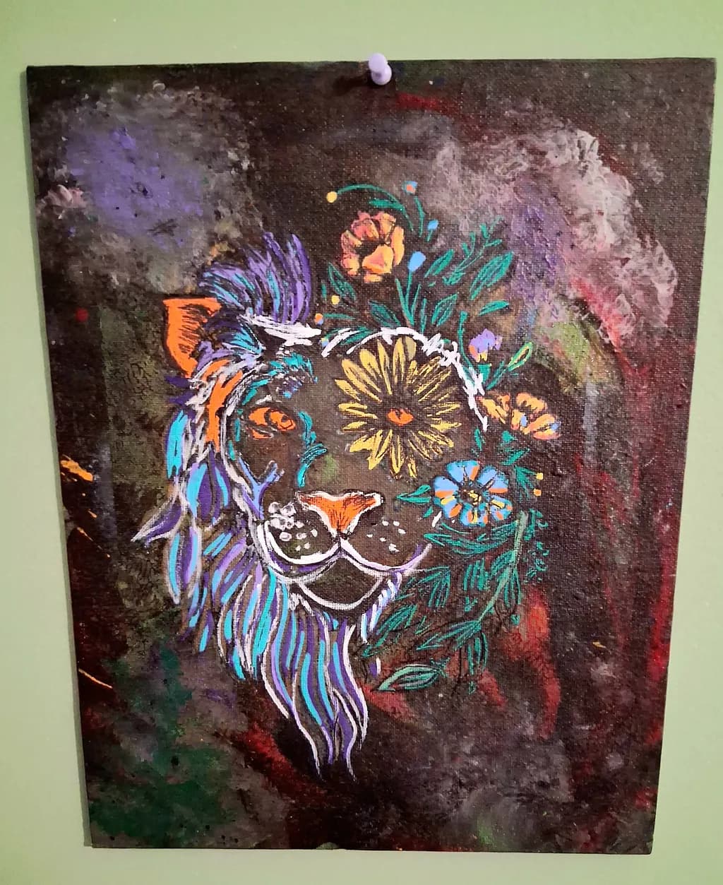 Lion with Flowers