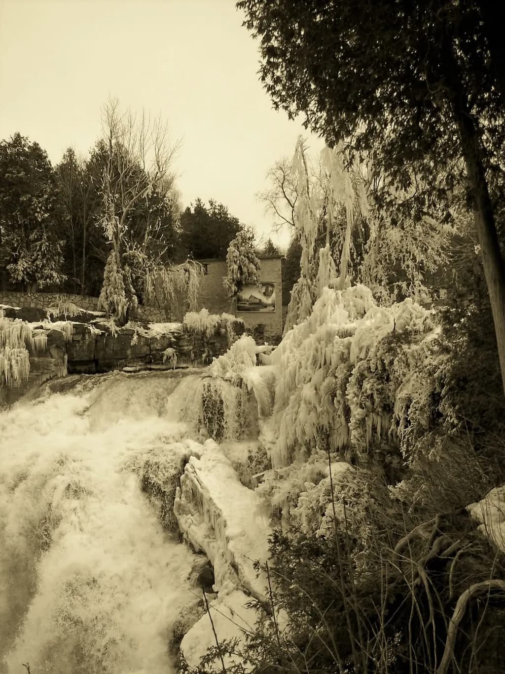 Frozen Waterfall Cascade