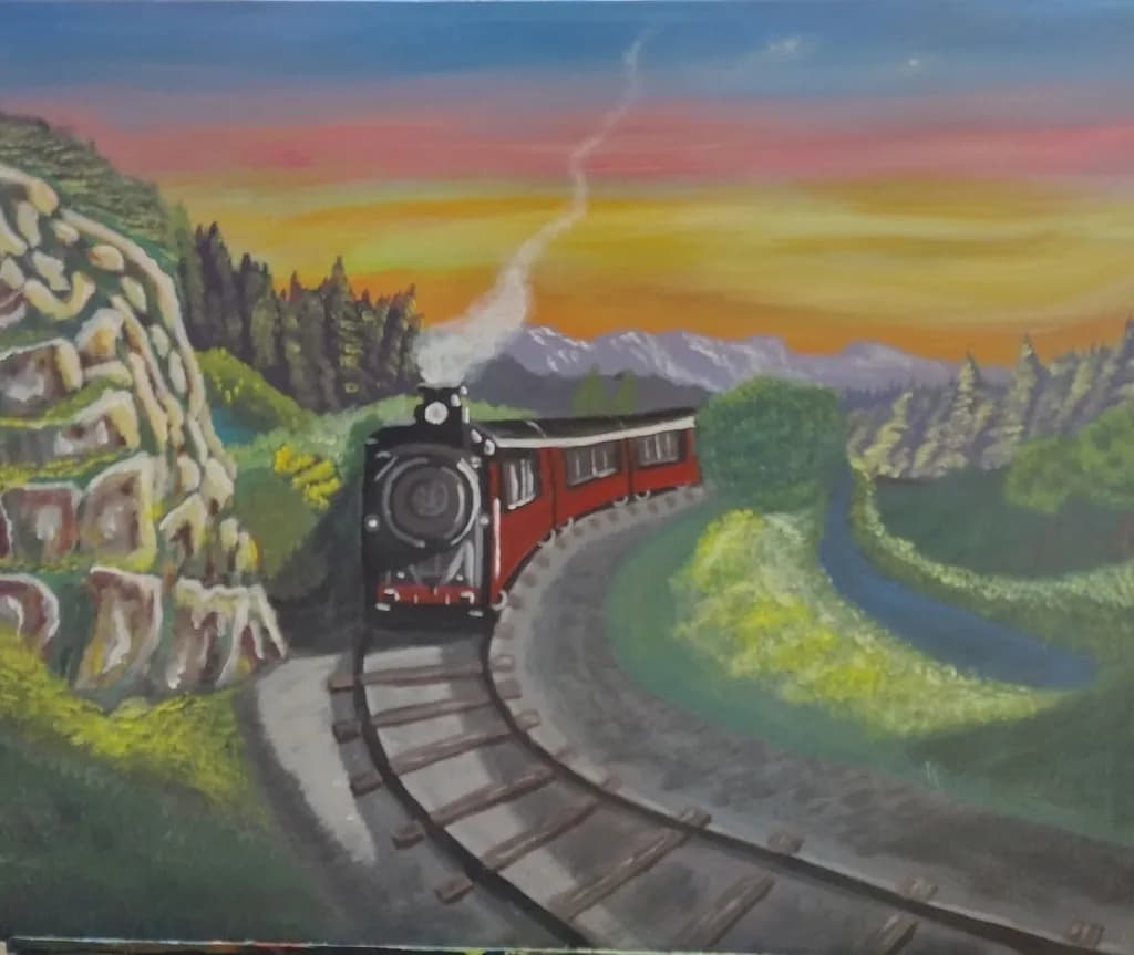 Mountain Train Sunset