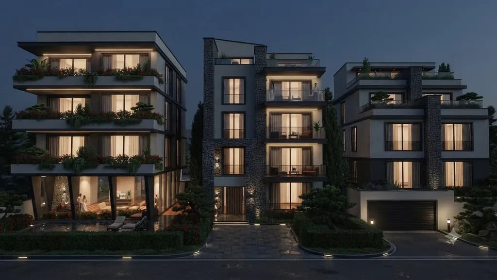 Modern Residential Complex at Dusk