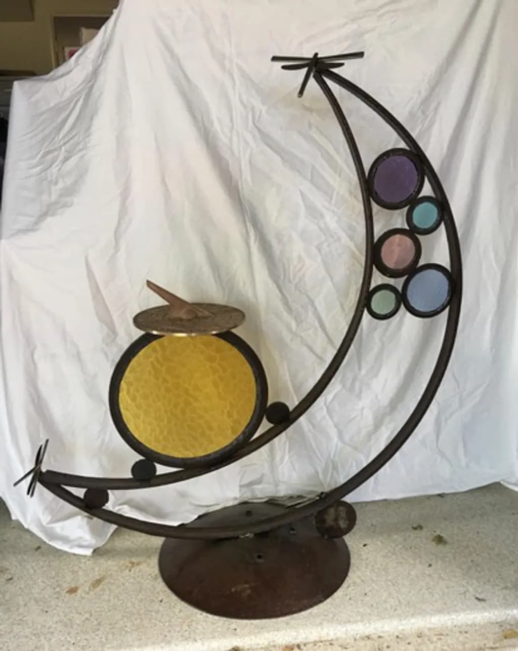 Abstract Metal Sculpture with Circles