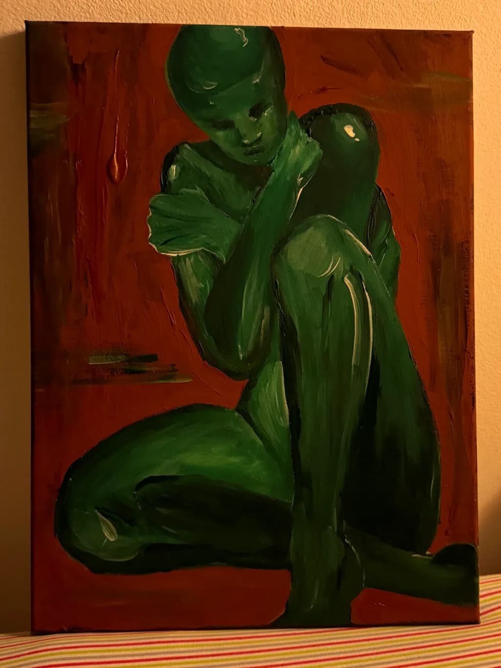 Green Figure on Red