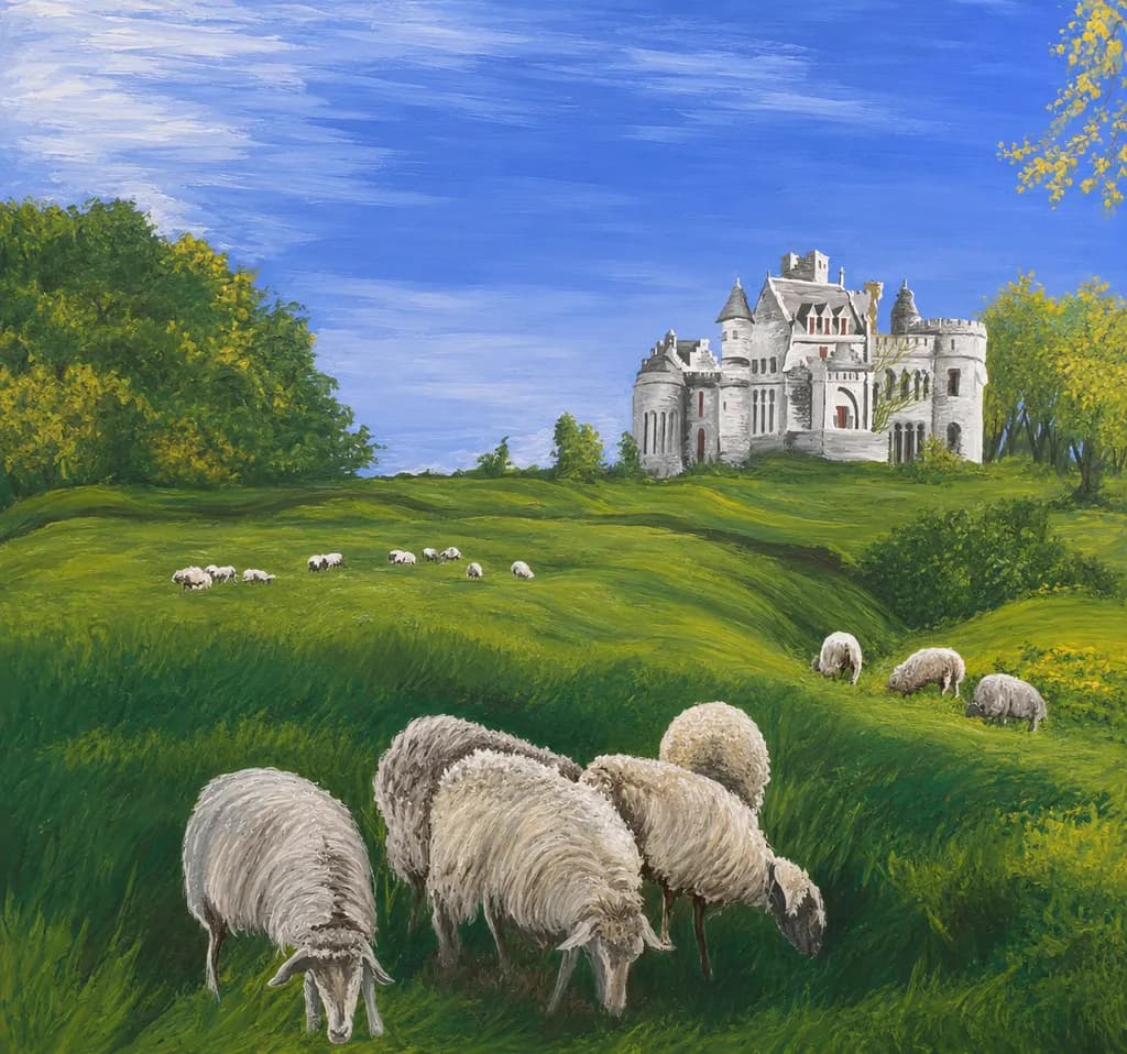 Sheep on Green Hills