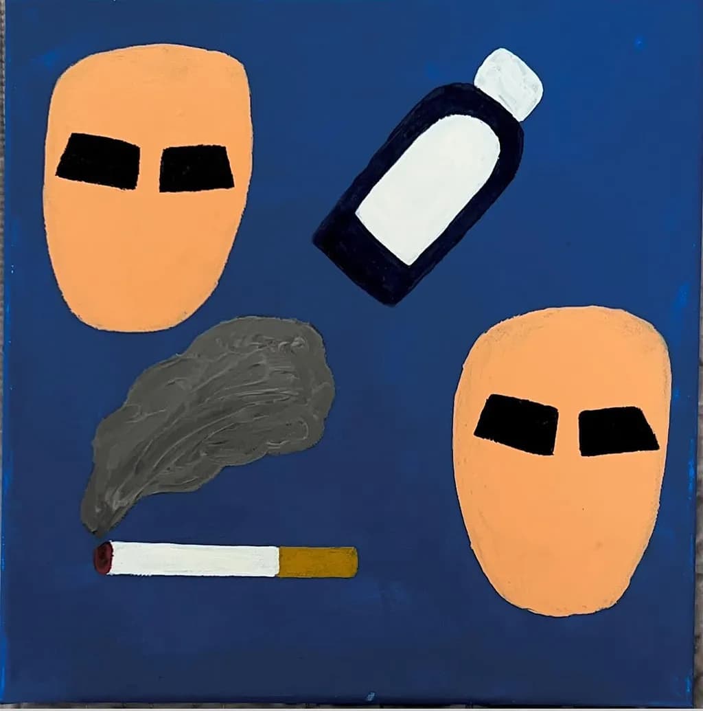 Faces with Cigarette and Bottle