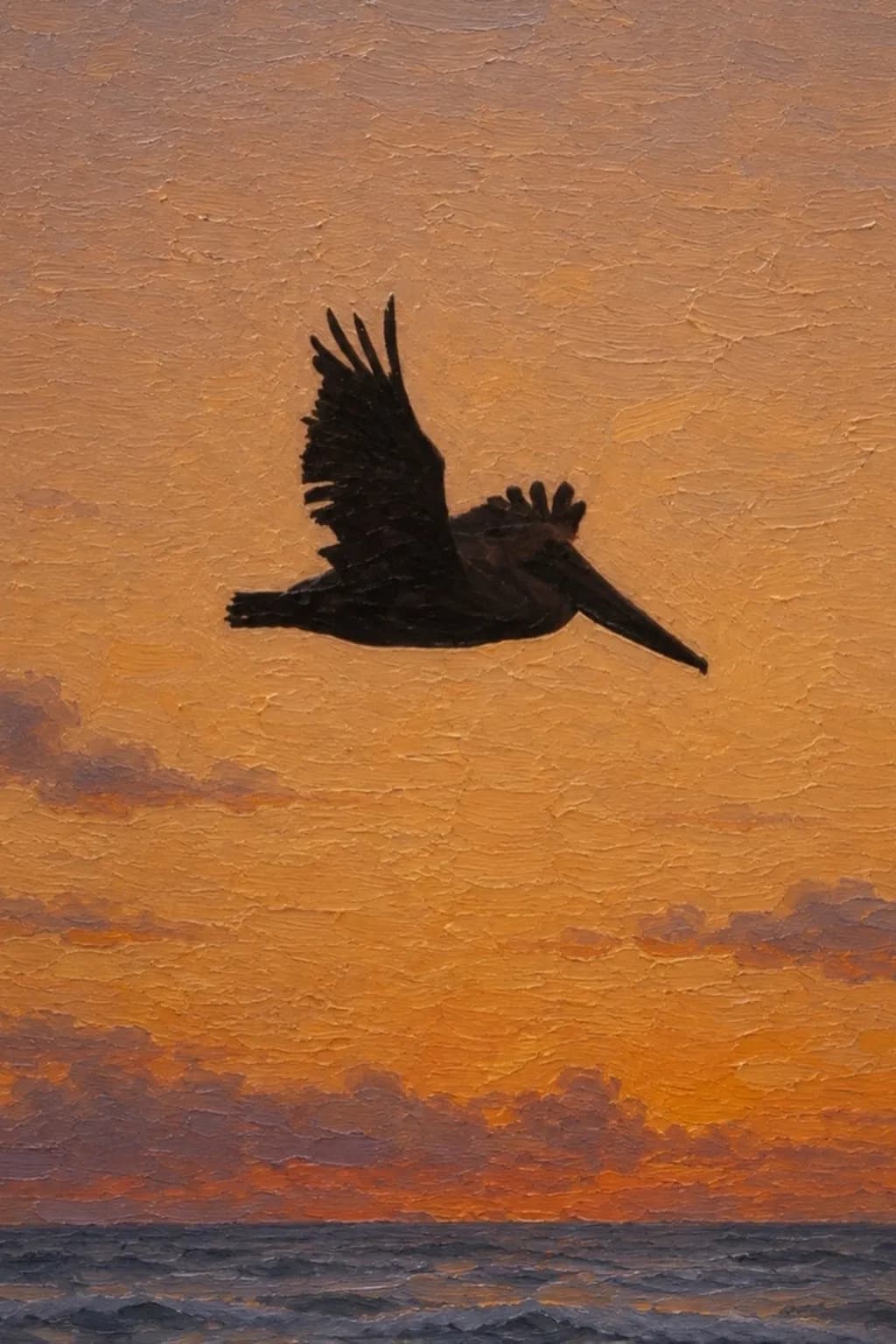 Seabird Over Sunset Ocean