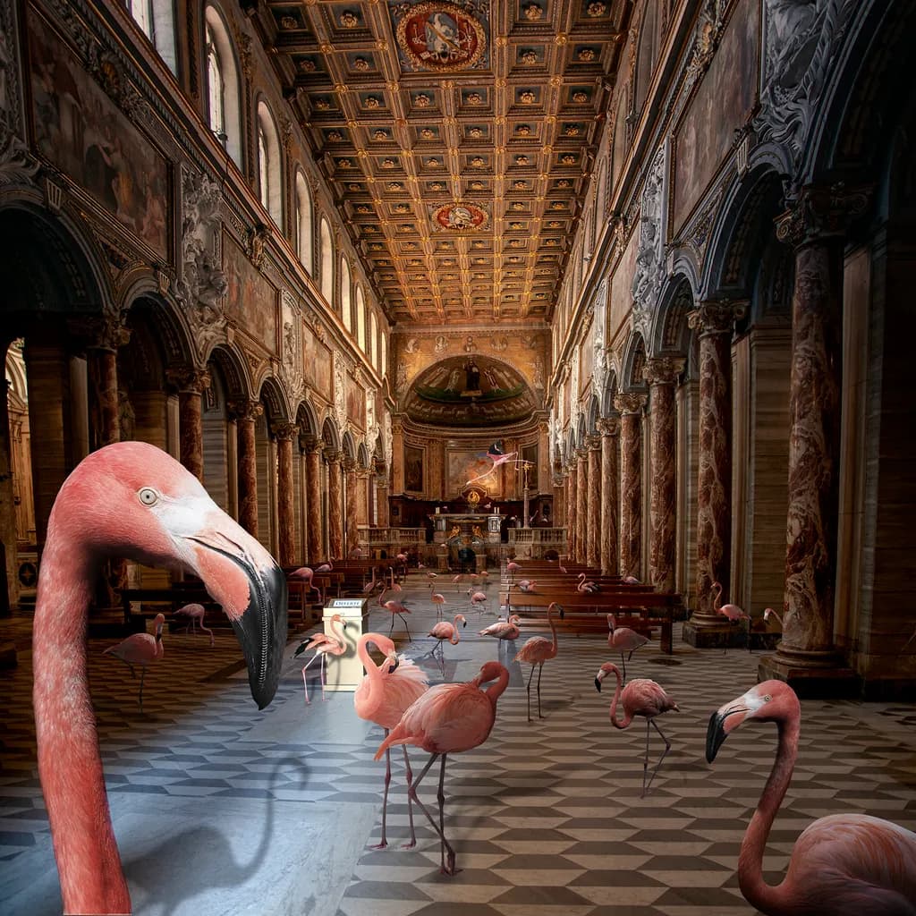 Flamingos in Grand Hall