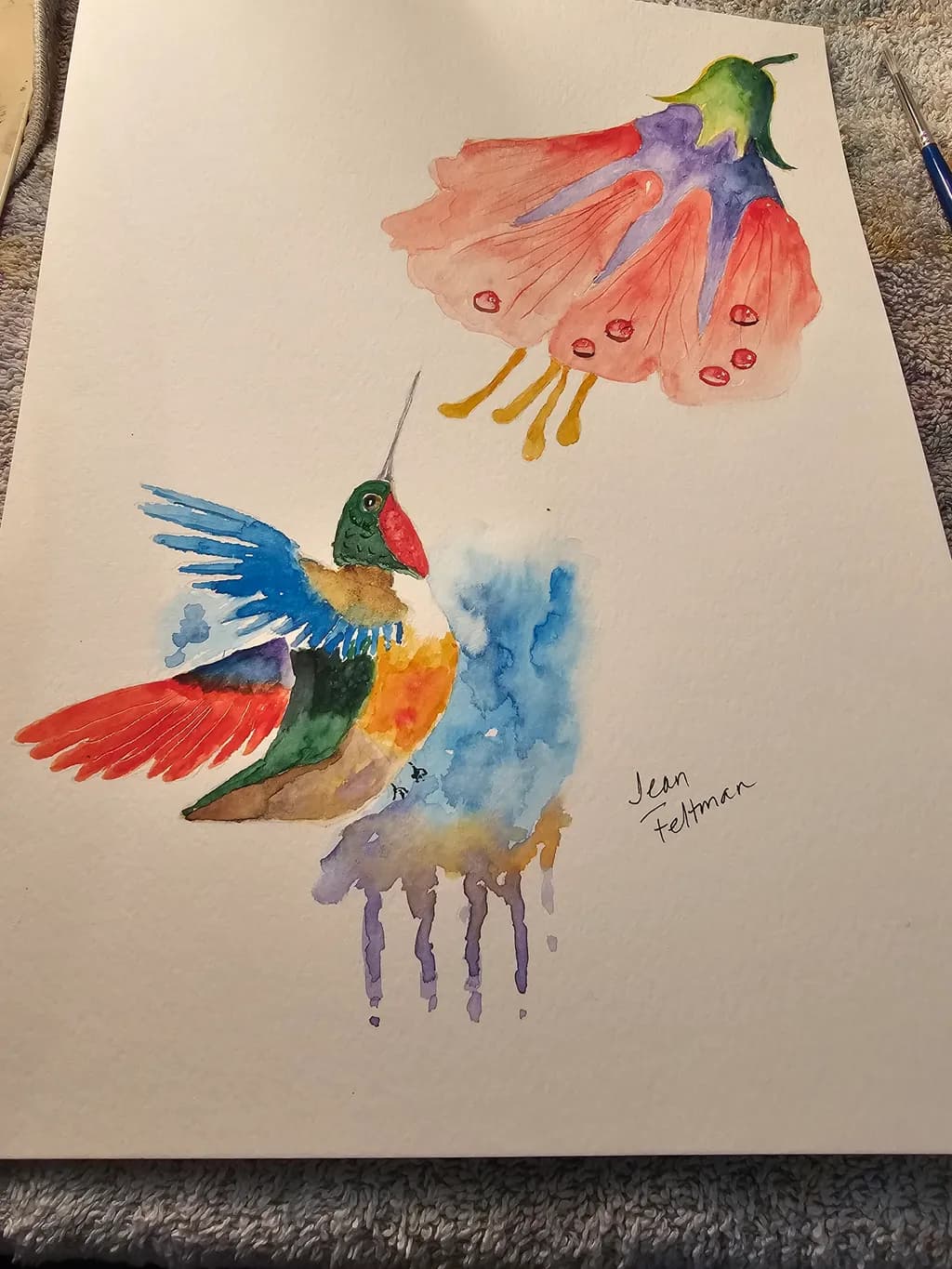 Hummingbird and Flower