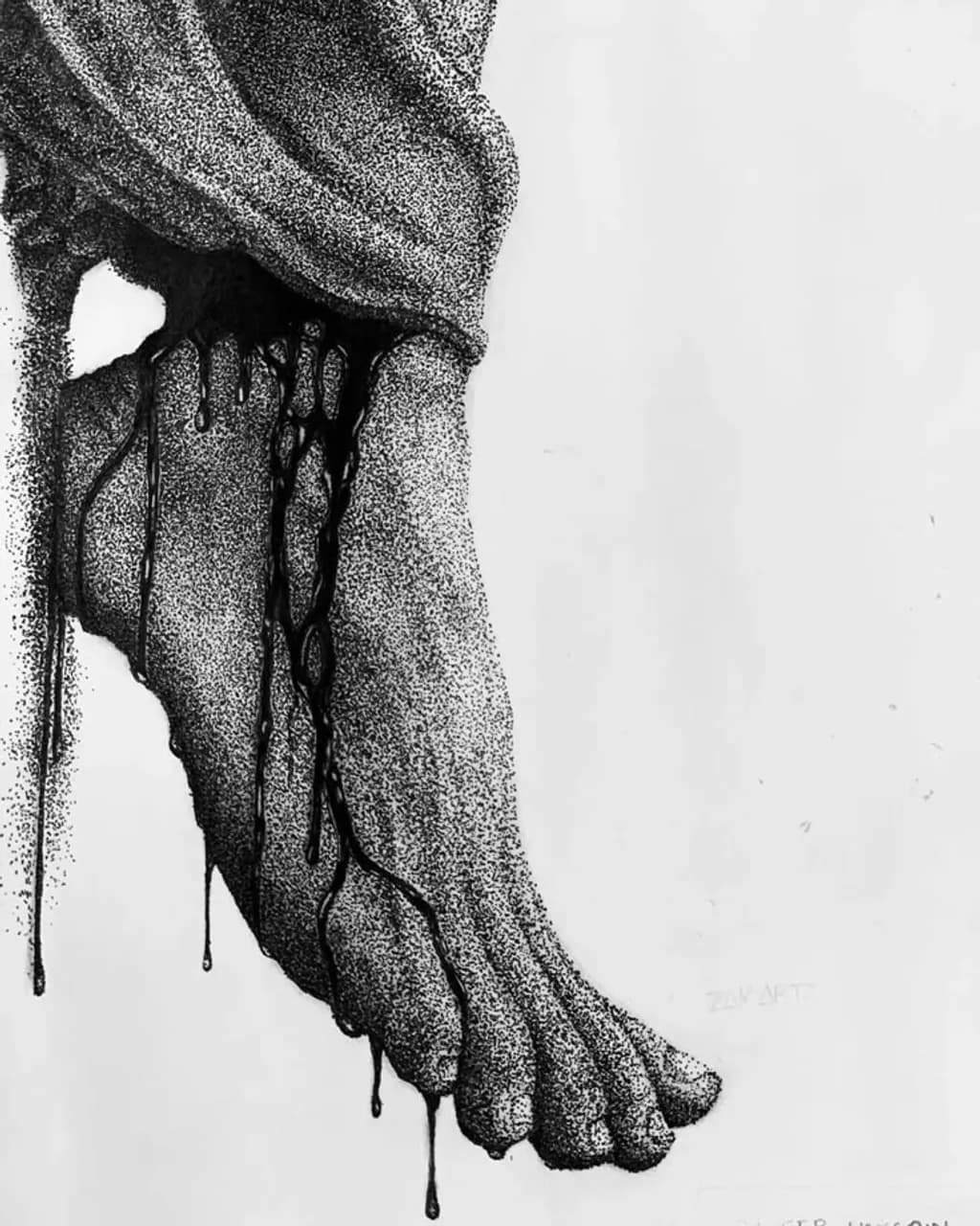 Foot with Dripping Ink