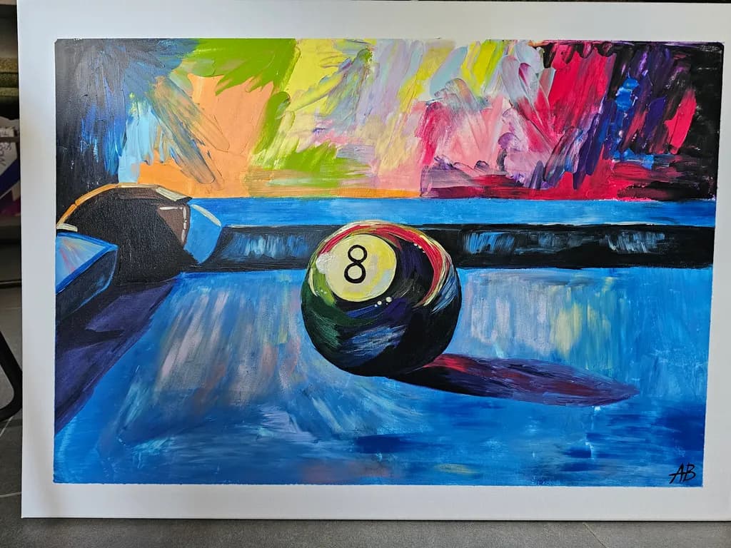 Eight Ball on Pool Table