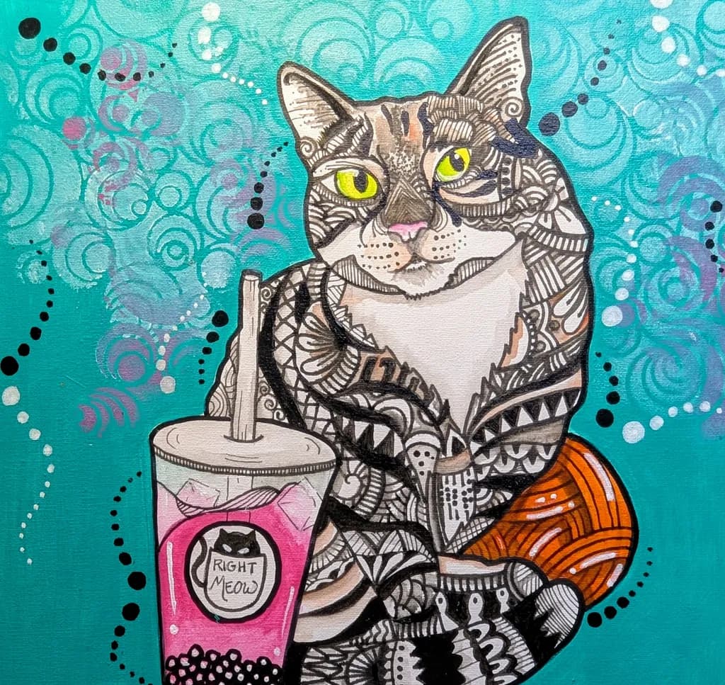 Cat with Bubble Tea