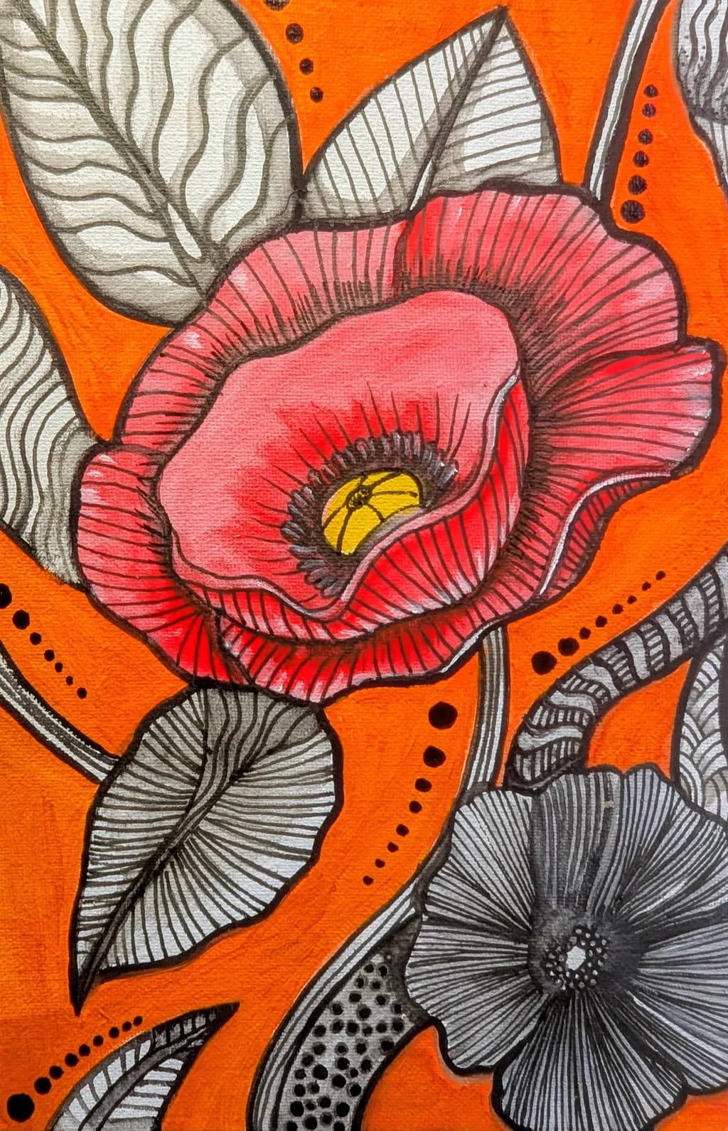 Floral Contrast on Orange