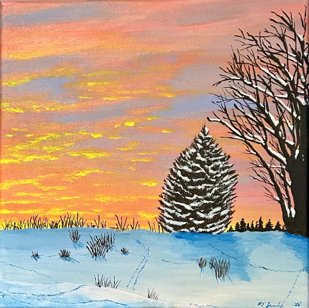 Snowy Pine Sunset