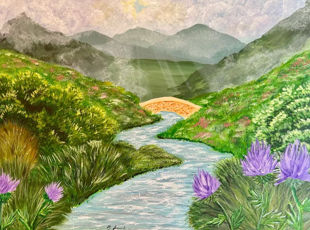 Mountain Stream and Bridge