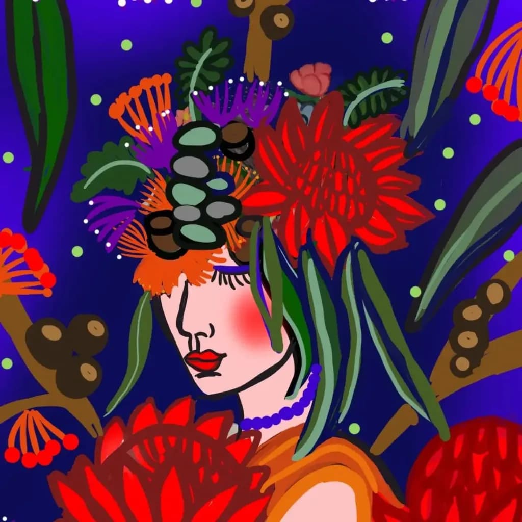 Floral Portrait with Red Blooms