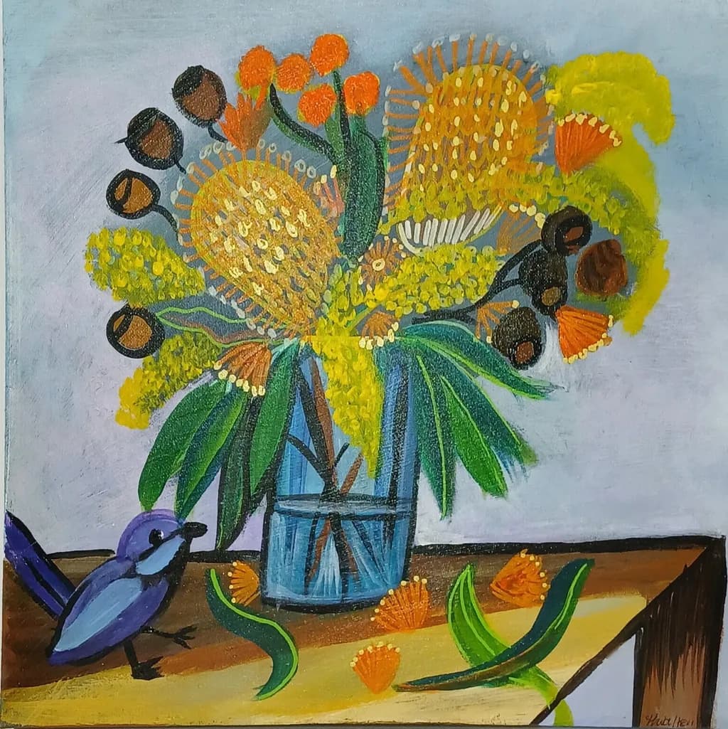 Wildflowers and Blue Bird