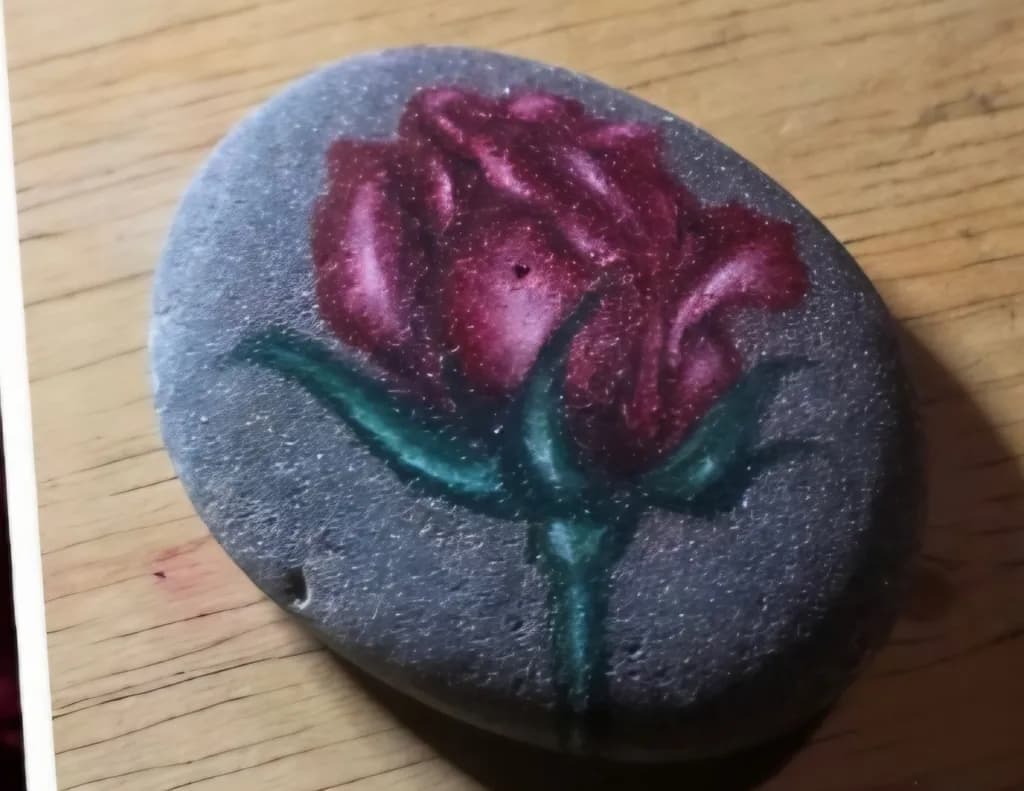 Painted Rose on Stone