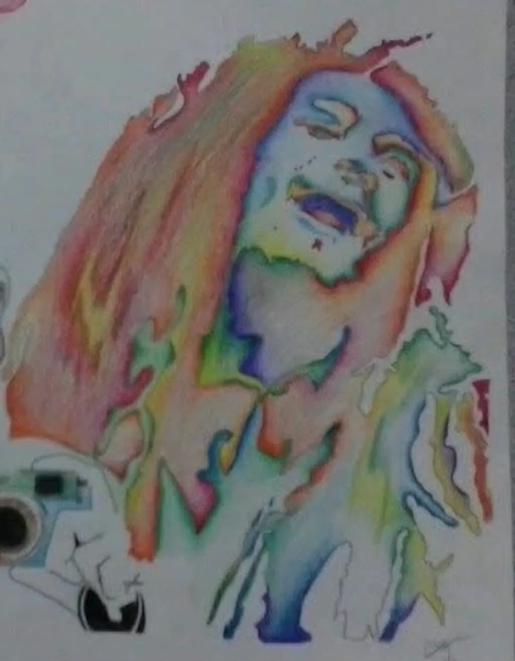 Bob Marley color pencil shading