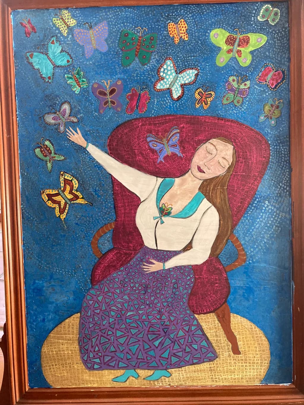 Woman Among Butterflies