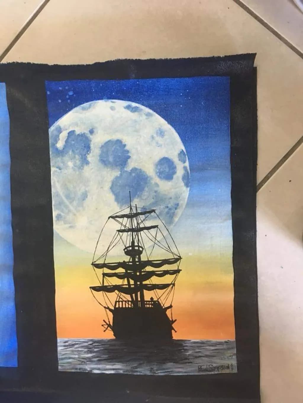 Moonlit Ship at Sea