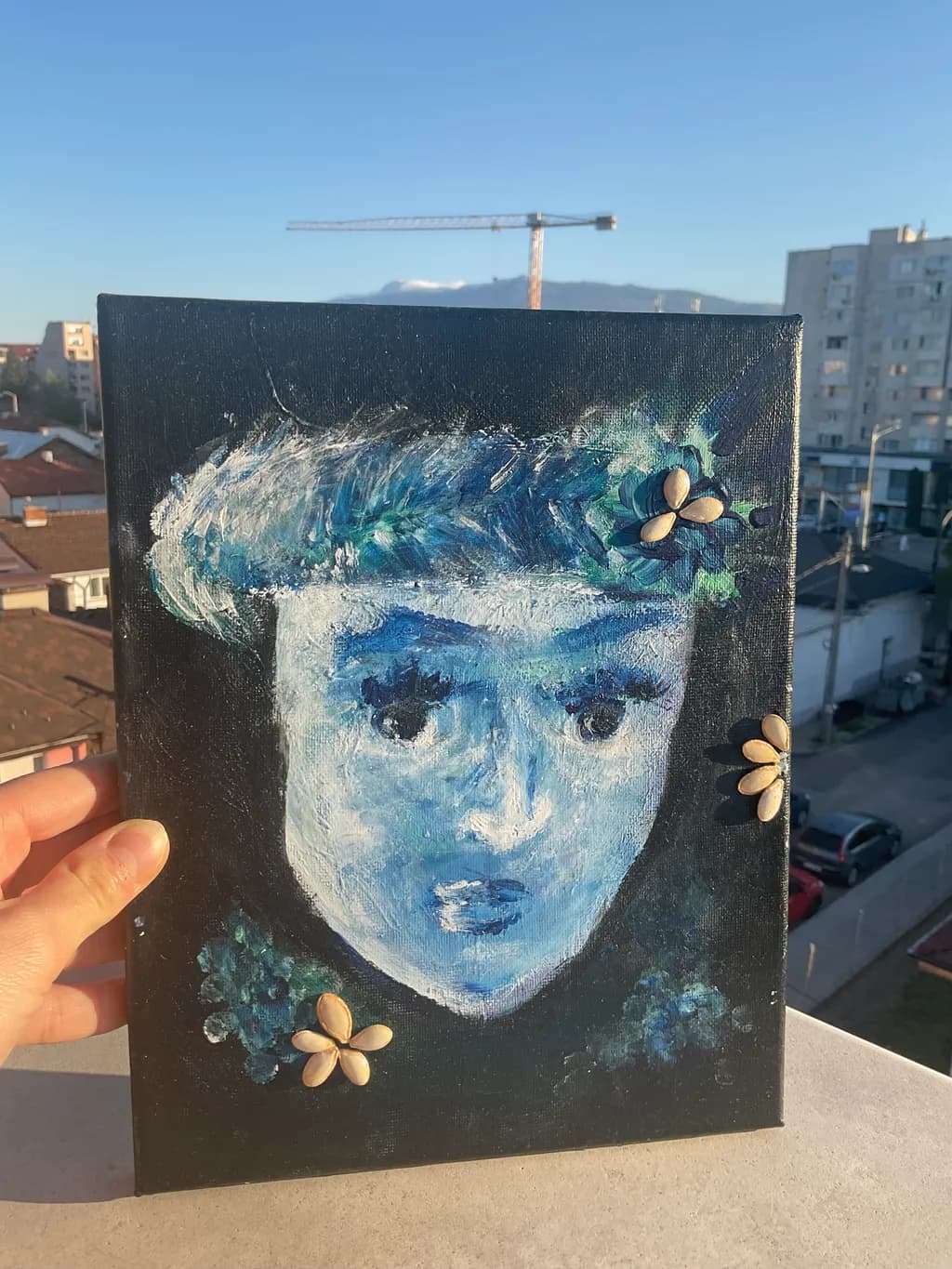 Blue Portrait with Seeds