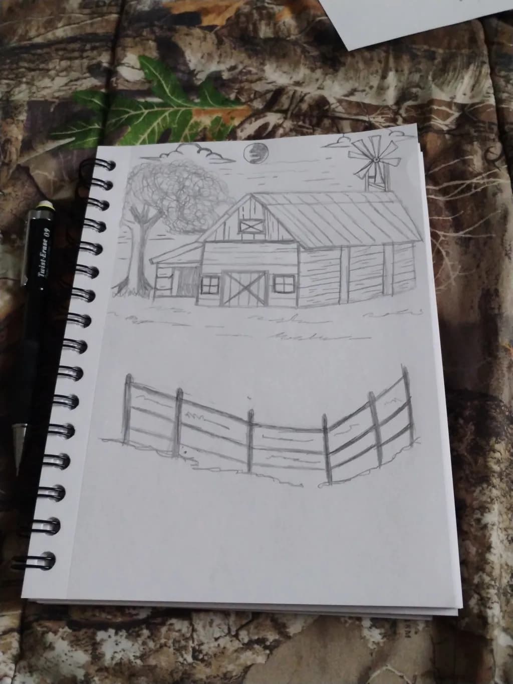 Barn and Fence Sketch