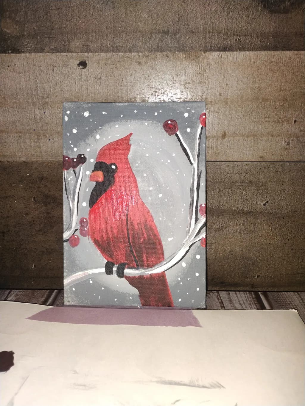 Cardinal on Snowy Branch