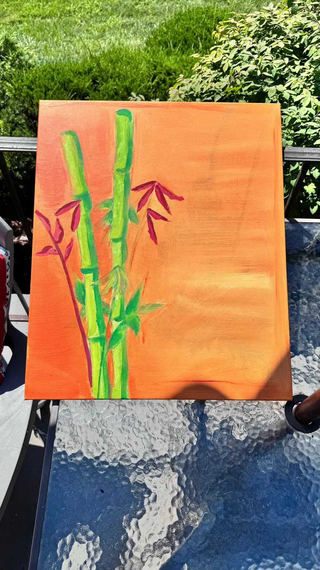 Bamboo Stalks on Orange