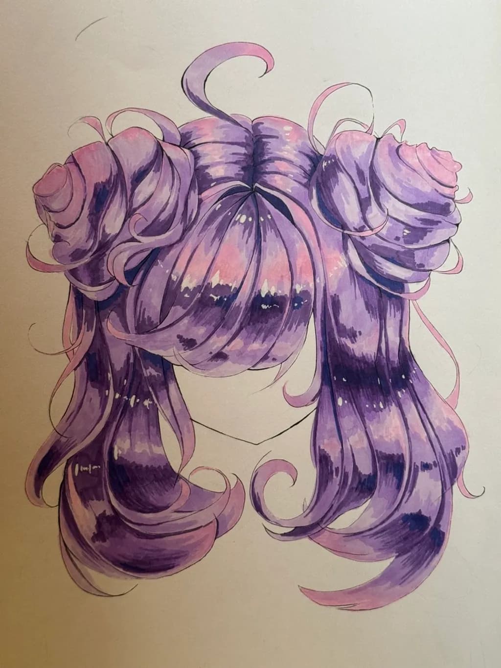 Purple Hair Buns