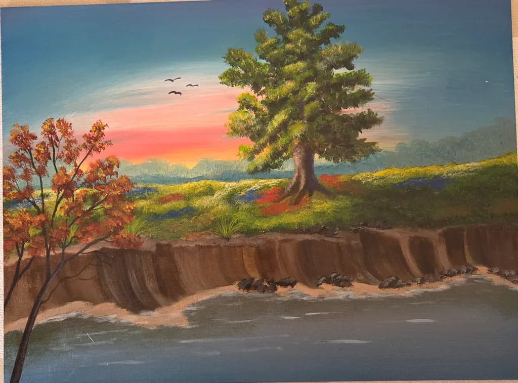 Cliffside Trees at Sunset