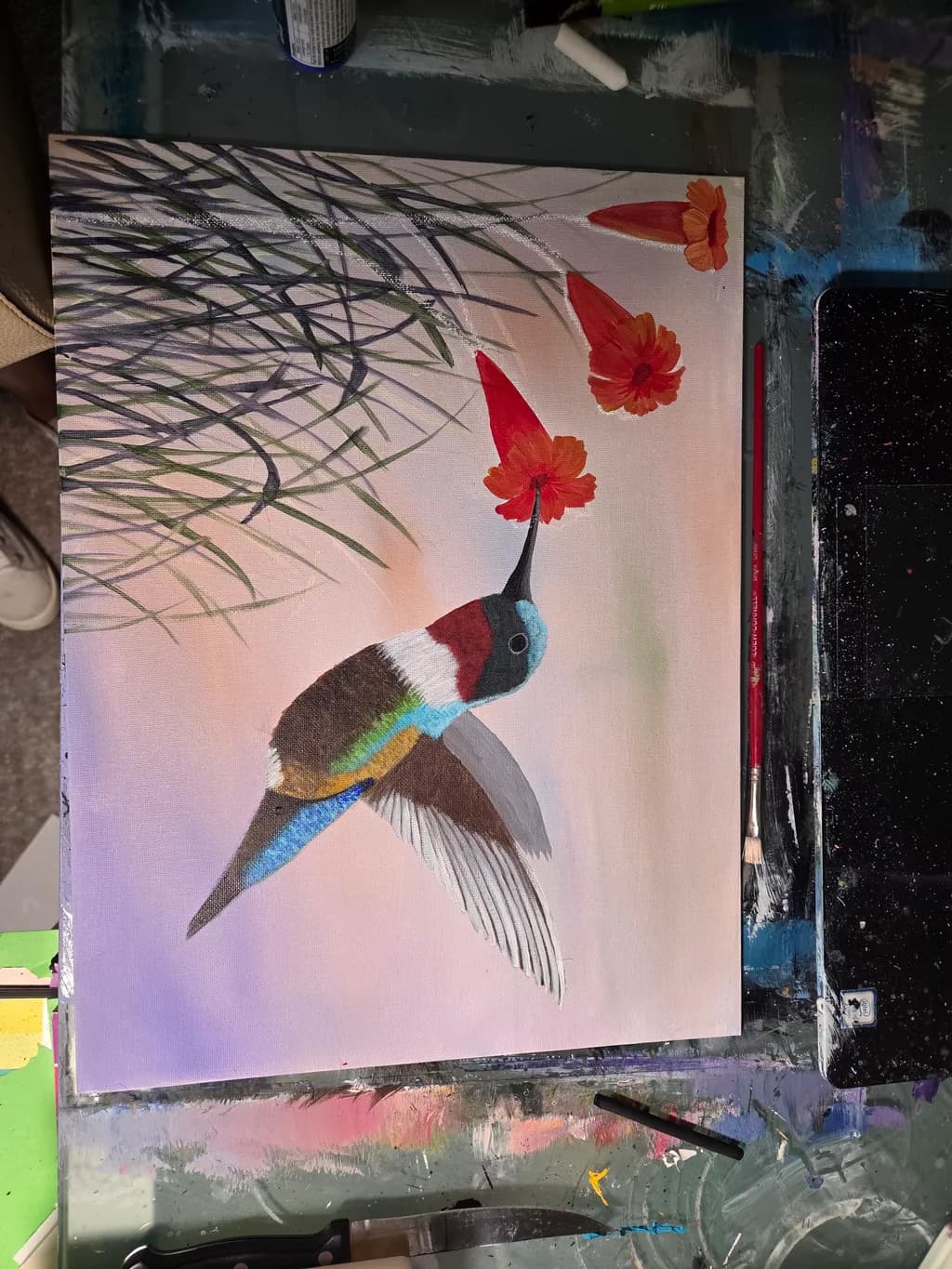 Hummingbird with Flowers