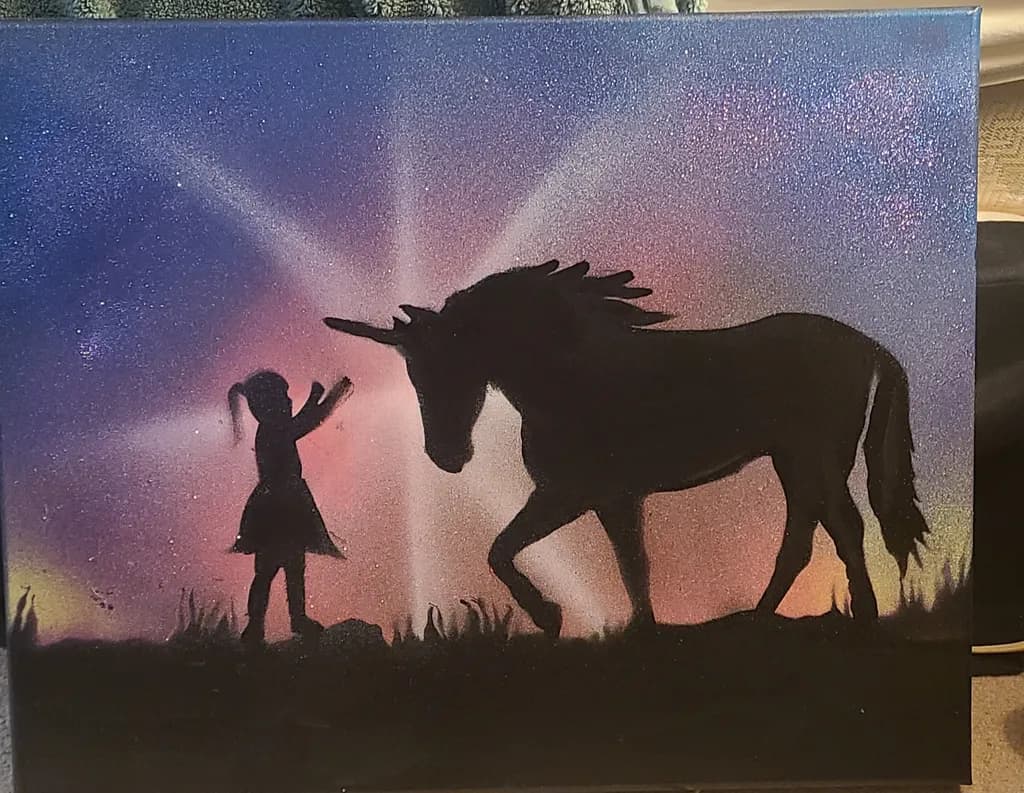 Unicorn and Child Silhouette
